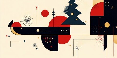 Obraz premium A modern Christmas card design with geometric shapes. Perfect for winter holiday celebrations.