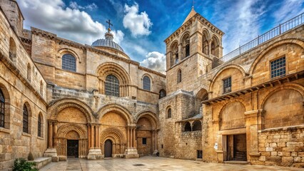Fototapeta premium Forced perspective detail of the Church of the Holy Sepulchre
