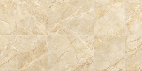 Obraz premium Forced perspective geometric background of Botticino marble tiles with creamy beige color and light veining