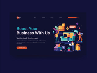 Modern furniture ecommerce store web banner design template