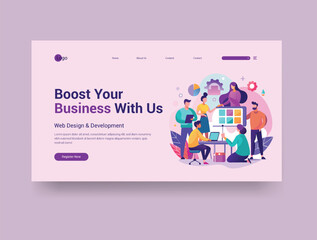 Creative digital marketing agency web banner design illustration template