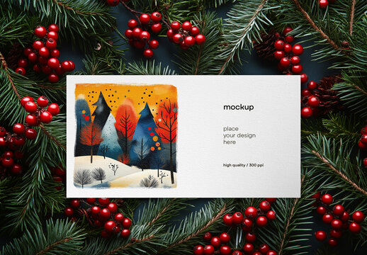 Realistic New Year & Christmas Greeting Card Mockup &ndash; AI-Generated Design for Holiday, Festive Seasons, and Customizable Messages