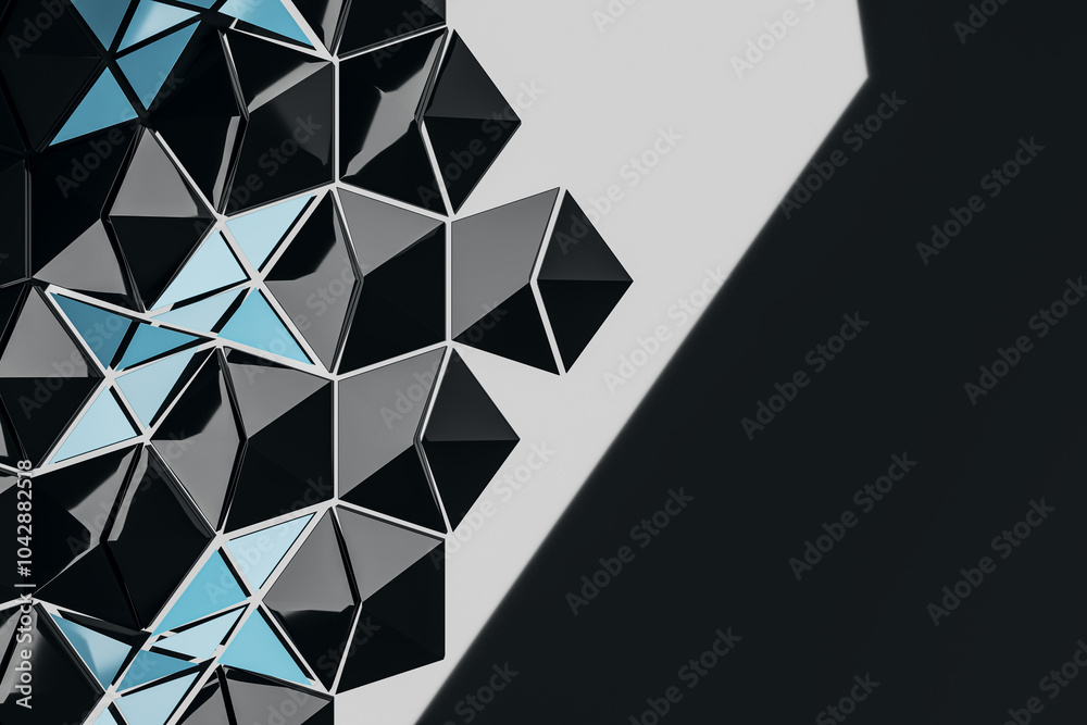 Aufkleber Creative dark gray triangular backdrop or landing page. 3D Rendering.
