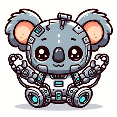 Cute Koala Robot Cyborg Cartoon Vector Icon Illustration