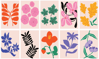 set of colorful flowers