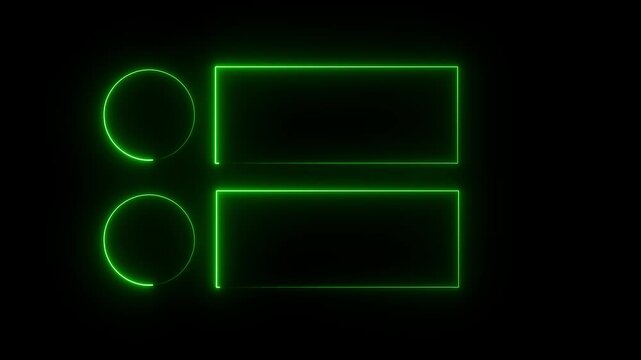 Neon End Screen Frame Isolated On Black Background. Seamless loop animation rectangles frame ultra video motion graphic. Animated borders frame glowing neon lights loop animation. 