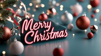 Festive Christmas Greeting with Ornaments and Lights