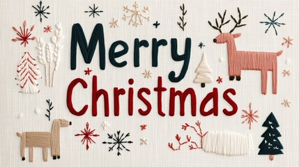 Merry Christmas Embroidery Design   Holiday Decoration  Festive Needlework