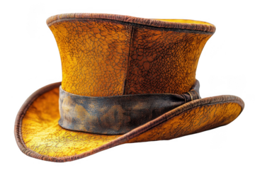 Orange top hat isolated on transparent background, png file, no background png file