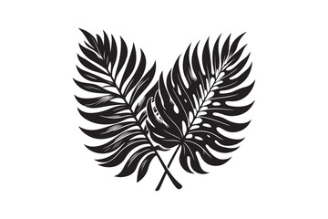 Obraz premium tropical two separated black leaf silhouette 35.eps