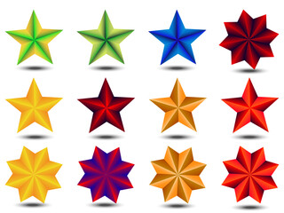 Obraz premium Set of 3D Stars Isolated on White Background for Stock Images and Graphic Designs