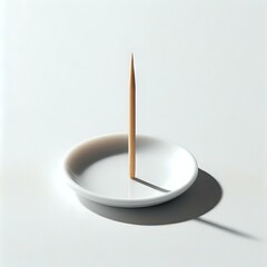 Upright toothpick on white plate