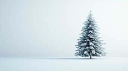 serene snowy tree stands alone in tranquil winter landscape.