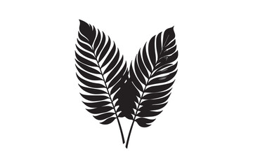 tropical two separated black leaf silhouette 62.eps