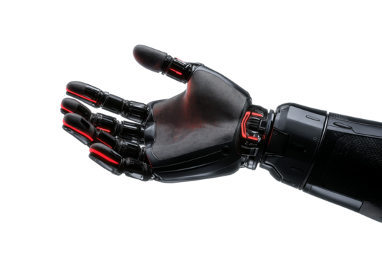 AI Robotic Gesturing Mechanical Hand on transparent  Background