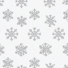 Fototapeta premium Elegant silver snowflakes scattered across a white background creating a winter design pattern