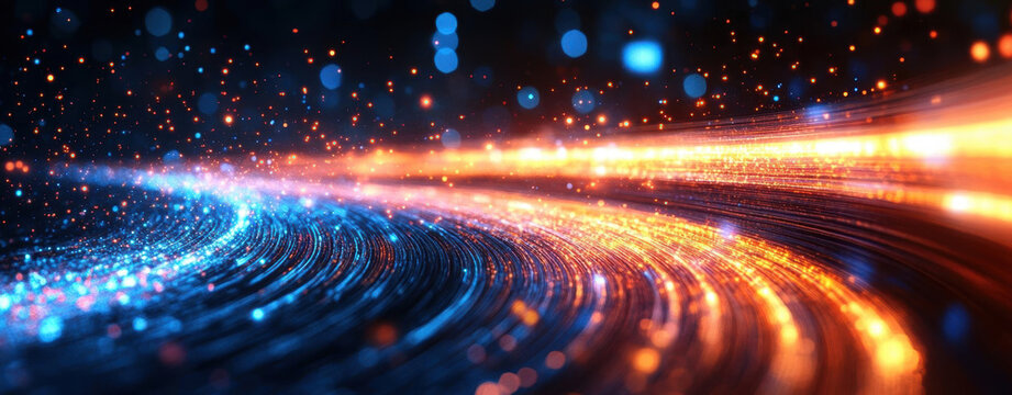 Vibrant light trails creating dynamic motion effect.