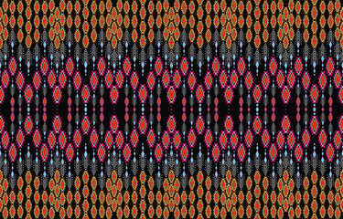 Geometric ethnic oriental pattern traditional Design for background,carpet,wallpaper,clothing,wrapping,Batik,fabric,Vector embroidery style. 