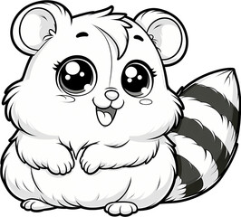 Obraz premium Cute black and white hamster coloring page.