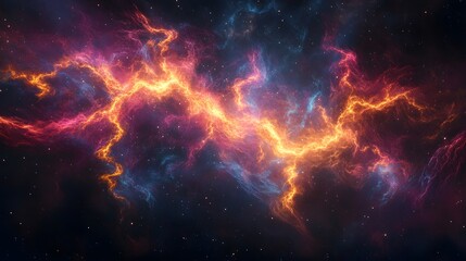 Fototapeta premium Glowing electric tendrils intertwine with the stars surrounding a cosmic entity