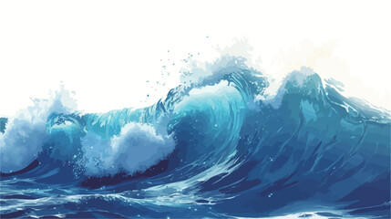 Blue ocean wave isolated on white background. 3d render illustration..eps