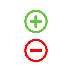 Obraz premium Isolated Red Green Plus and Minus Icon PNG