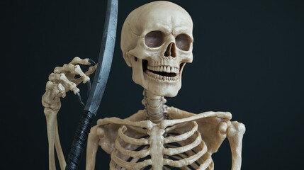 Grim Reaper Skeleton Holding Scythe   Halloween  Death  Supernatural  Dark  Spooky