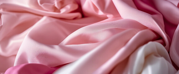 Obraz premium Soft and warm fabric folded in a pile, in various shades of pink and white