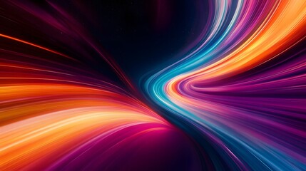 swirling vortex of space-time, with colorful light trails stretching into infinity of a black hole