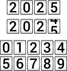 New Year'S Day 2025 Countdown. Happy New Year 2025 Countdown Clocks. 2025 Analog New year counter. Electric counter. Electric meter with numbers. Countdown timer date calendar Vector illustration.
