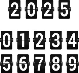 New Year'S Day 2025 Countdown. Happy New Year 2025 Countdown Clocks. 2025 Analog New year counter. Electric counter. Electric meter with numbers. Countdown timer date calendar Vector illustration.