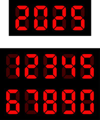 New Year'S Day 2025 Countdown. Happy New Year 2025 Countdown Clocks. 2025 Analog New year counter. Electric counter. Electric meter with numbers. Countdown timer date calendar Vector illustration.