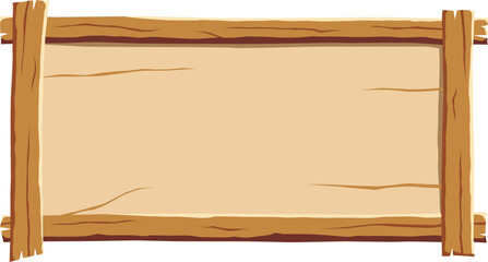 Wooden sign with frame, rectangular shape.