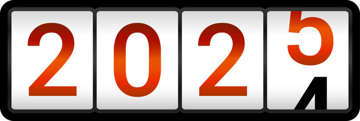 New Year'S Day 2025 Countdown. Happy New Year 2025 Countdown Clocks. 2025 Analog New year counter. Electric counter. Electric meter with numbers. Countdown timer date calendar Vector illustration.