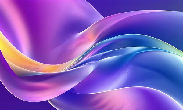 Abstract fluid iridescent holographic neon curved wave in motion colorful background 3d render. Gradient design element for backgrounds, banners, wallpapers, posters and covers

