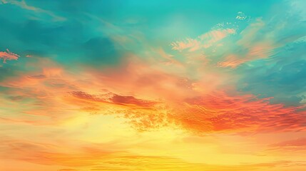 Obraz premium Vibrant sunset over calm clouds creating a serene and colorful sky