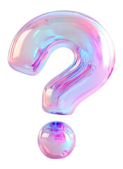 3d render question mark holographic color icon PNG
