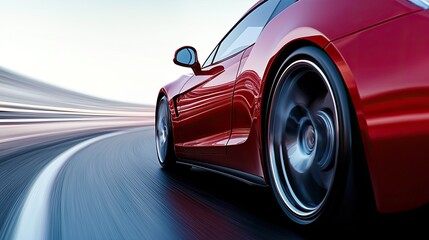 Dynamic Motion of a Red Sports Car