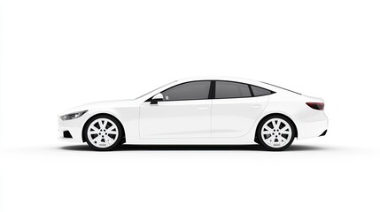 Fototapeta premium Sleek White Sedan on White Background