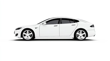 Fototapeta premium Sleek White Electric Sedan Profile