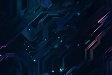 Obraz premium Abstract technology background featuring futuristic digital patterns, geometric shapes, circuit board elements, neon colors, and high-tech design for modern graphic projects
