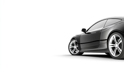 Sleek Black Sports Car on White Background