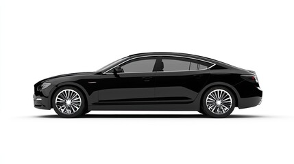 Elegant Black Sedan on White Background