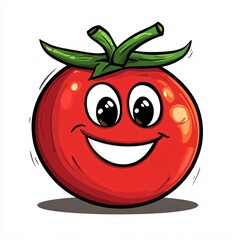 Obraz premium A cartoon bush tomato with a cheerful face