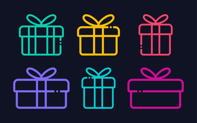 Gift box icon set. Christmas gift icon