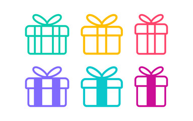 Gift box icon set. Christmas gift icon
