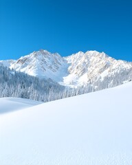 Serene winter landscape with snow-covered mountains