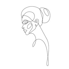 Woman Silhouette Vector Continuous One Line Drawing. Female Profile Contemporary Abstract Drawing. Beauty Fashion Female Body, Elegant Vector Minimalist Art for Fashion Design, Wall Art, Prints