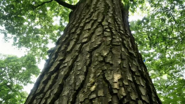 Examine bark Platanus orientalis tree commonly known Oriental Plane World Sycamore noted impressive longevity widespreading crown captured detailed 4K footage deciduous botanical camouflage close