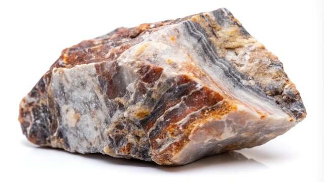 Low angle view of Hornfels specimen against white background